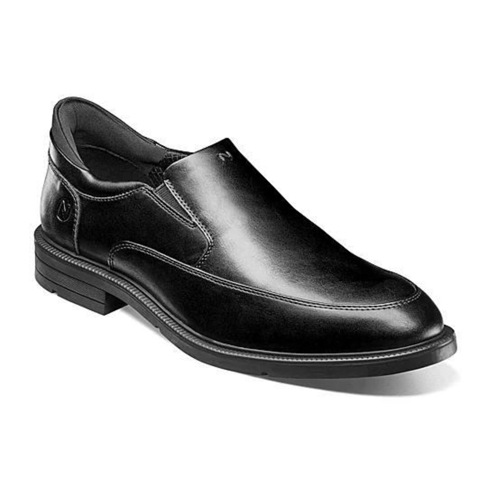 Nunn Bush Kore Pro Mens Slip On Loafers Black Leather Dress Shoes 10.5 W Wide